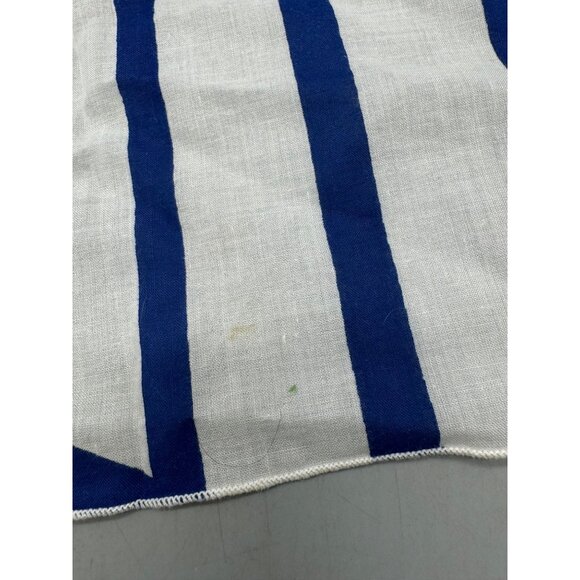Vintage Blue & White Geometric Pattern Textile Fabric cotton square sheer READ - Picture 3 of 7